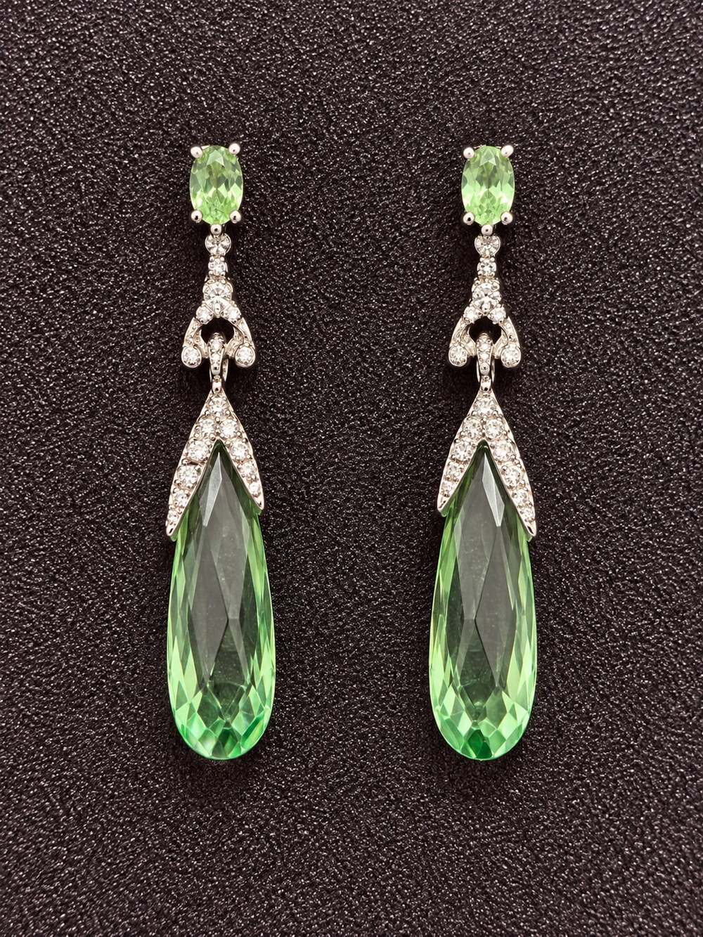 Green Crystal Drop Earrings